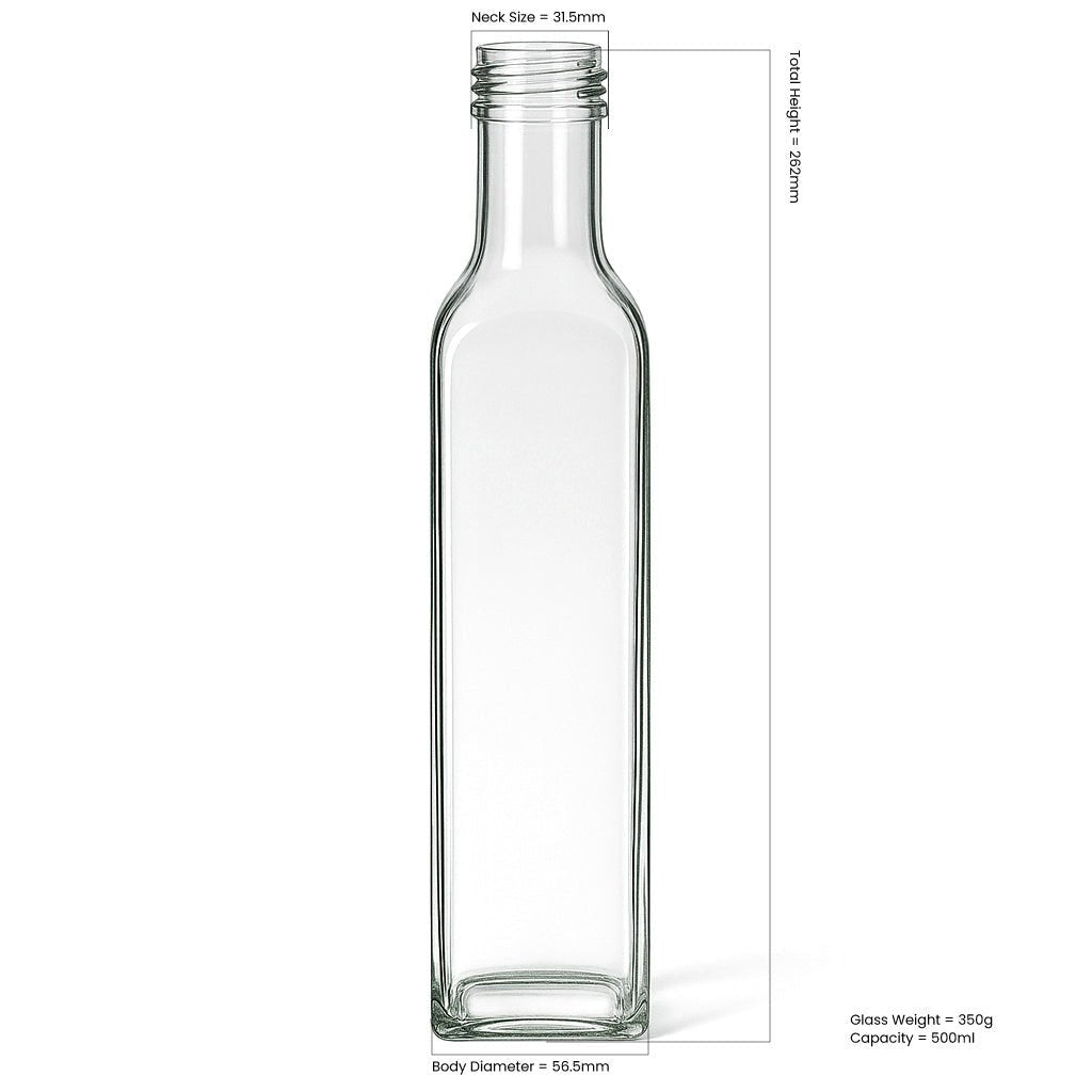 500ml Clear Glass Marasca Bottle - Glass - Food Glass - Coloured Bottles