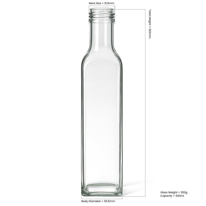 500ml Clear Glass Marasca Bottle - Glass - Food Glass - Coloured Bottles