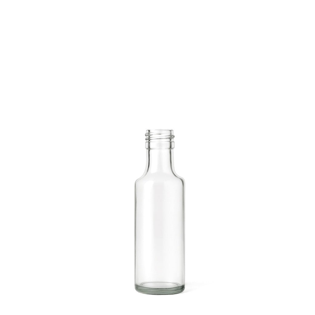 100ml Clear Glass Round Dorica Bottle (24mm Cap Size) - Glass - Food Glass - Coloured Bottles