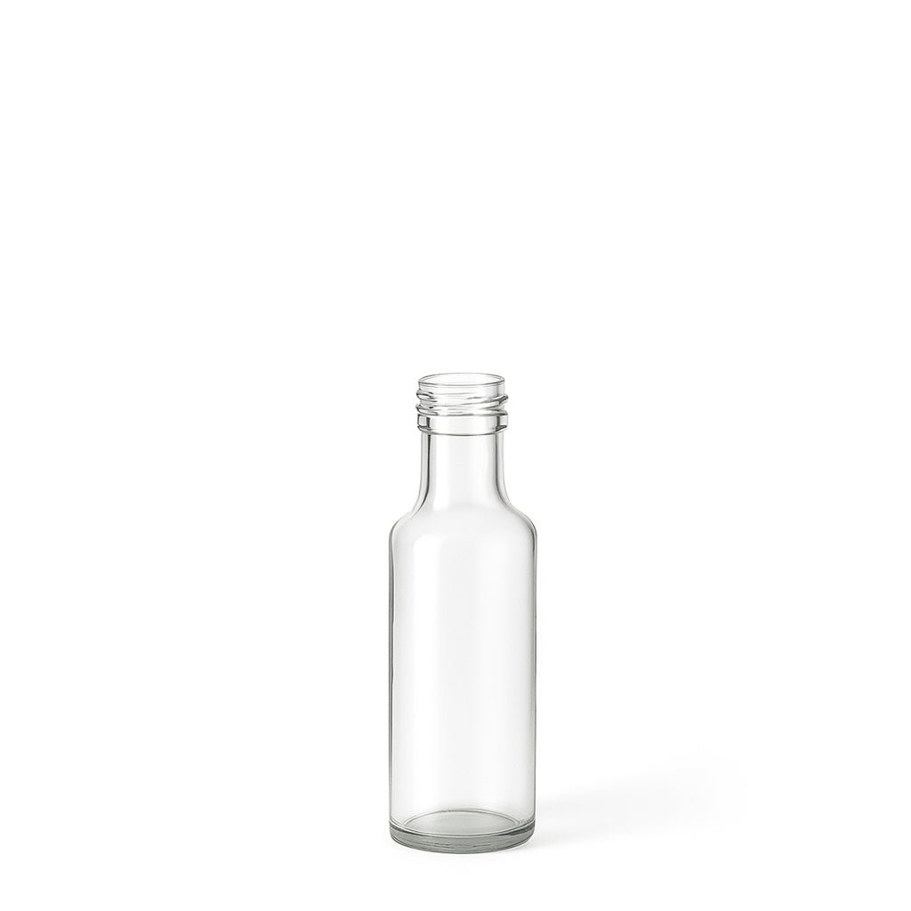 100ml Clear Glass Round Dorica Bottle (24mm Cap Size) - Glass - Food Glass - Coloured Bottles