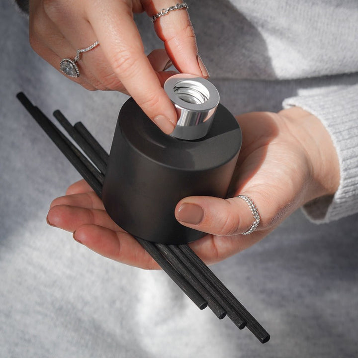 100ml Matt Black Glass Round Karen Diffuser Bottle - Glass - Diffuser Glass - Coloured Bottles