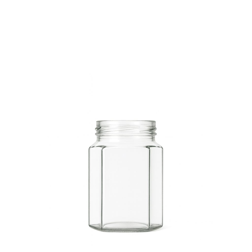 180ml Clear Glass Hexagonal Jar - Glass - Food Glass - Coloured Bottles