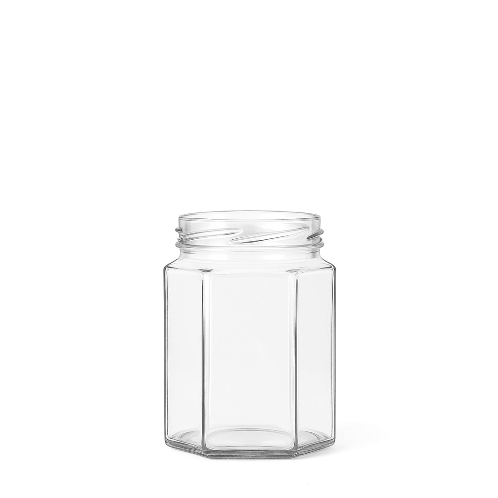 275ml Clear Glass Hexagon Jar - Glass - Food Glass - Coloured Bottles