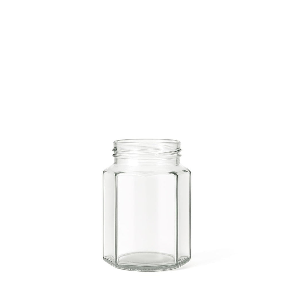 180ml Clear Glass Hexagonal Jar - Glass - Food Glass - Coloured Bottles