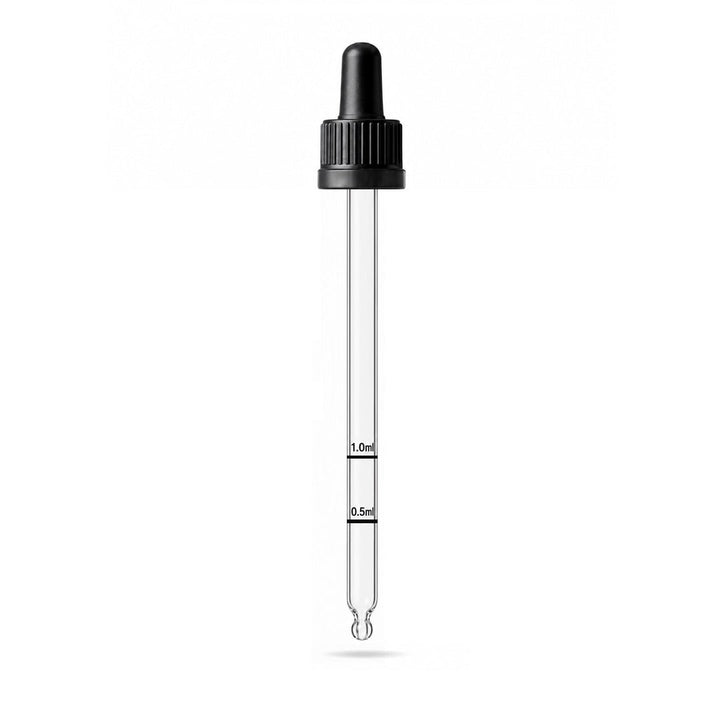 GL18, 105mm Graduated Black Pipette with Bulb (Tamper Evident) - Caps - Pipettes - Coloured Bottles