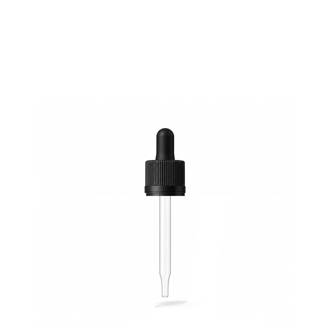 GL18, 59mm Black Pipette Child Proof T/E - Caps - Pipettes - Coloured Bottles