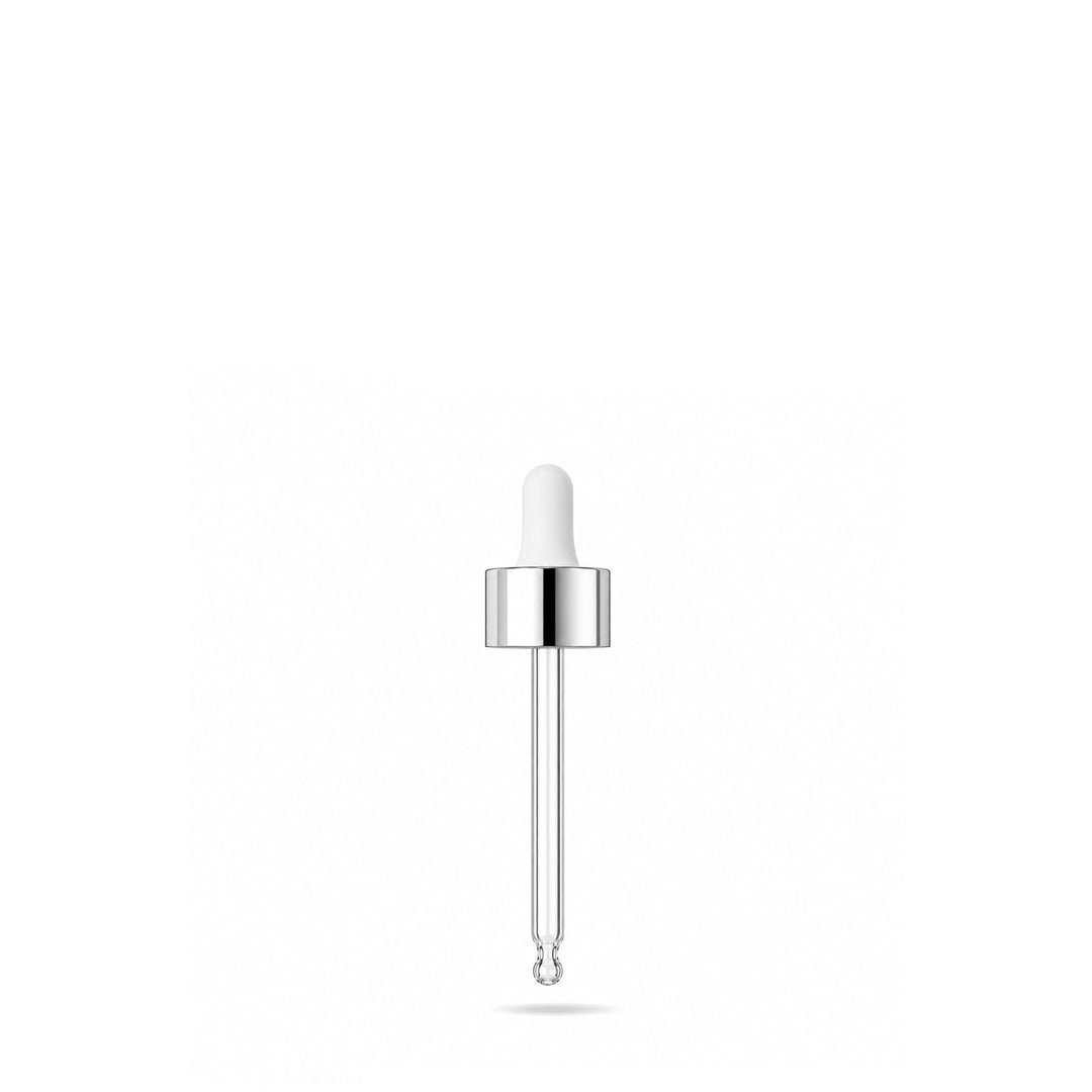 GL18, 59mm Silver & White Pipette - Caps - Pipettes - Coloured Bottles
