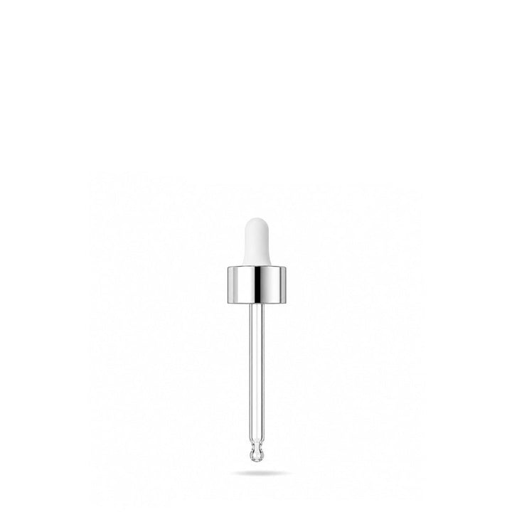 GL18, 59mm Silver & White Pipette - Caps - Pipettes - Coloured Bottles