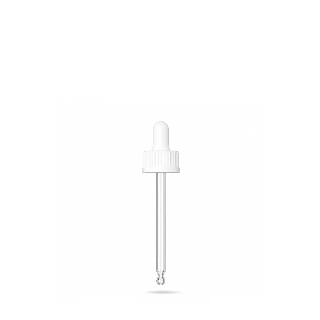 GL18, 63mm White Pipette (Coloured 15ml Dropper Bottles Only) - Caps - Pipettes - Coloured Bottles