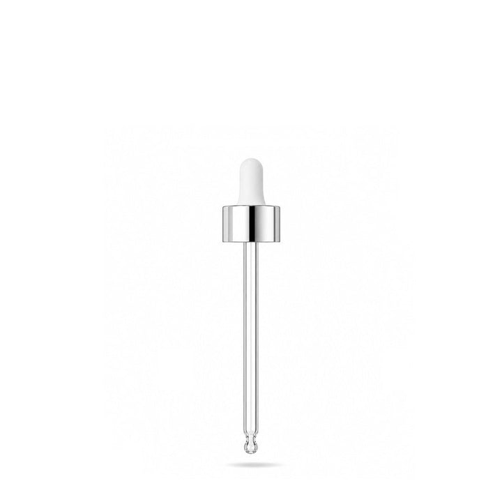 GL18, 82mm Silver & White Pipette - Caps - Pipettes - Coloured Bottles
