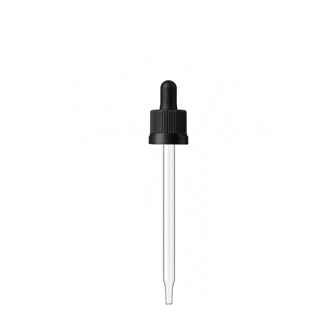 GL18, 87mm Black Pipette Child Proof T/E - Caps - Pipettes - Coloured Bottles