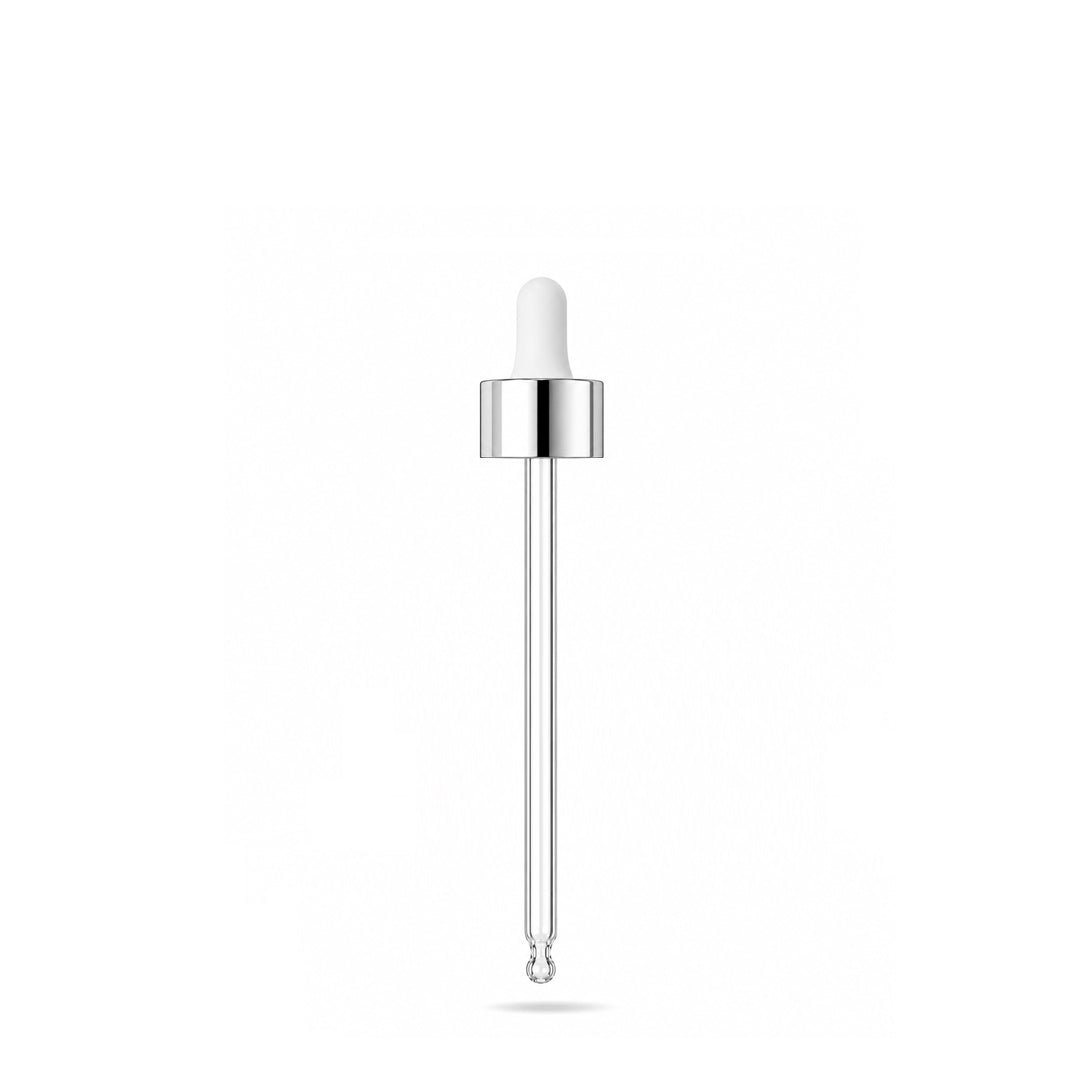 GL18, 87mm Silver & White Pipette - Caps - Pipettes - Coloured Bottles