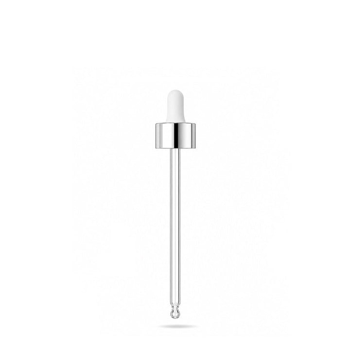 GL18, 87mm Silver & White Pipette - Caps - Pipettes - Coloured Bottles