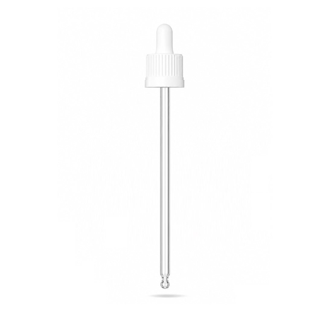 GL18, White Pipette 105mm T/E (Tall) - Caps - Pipettes - Coloured Bottles