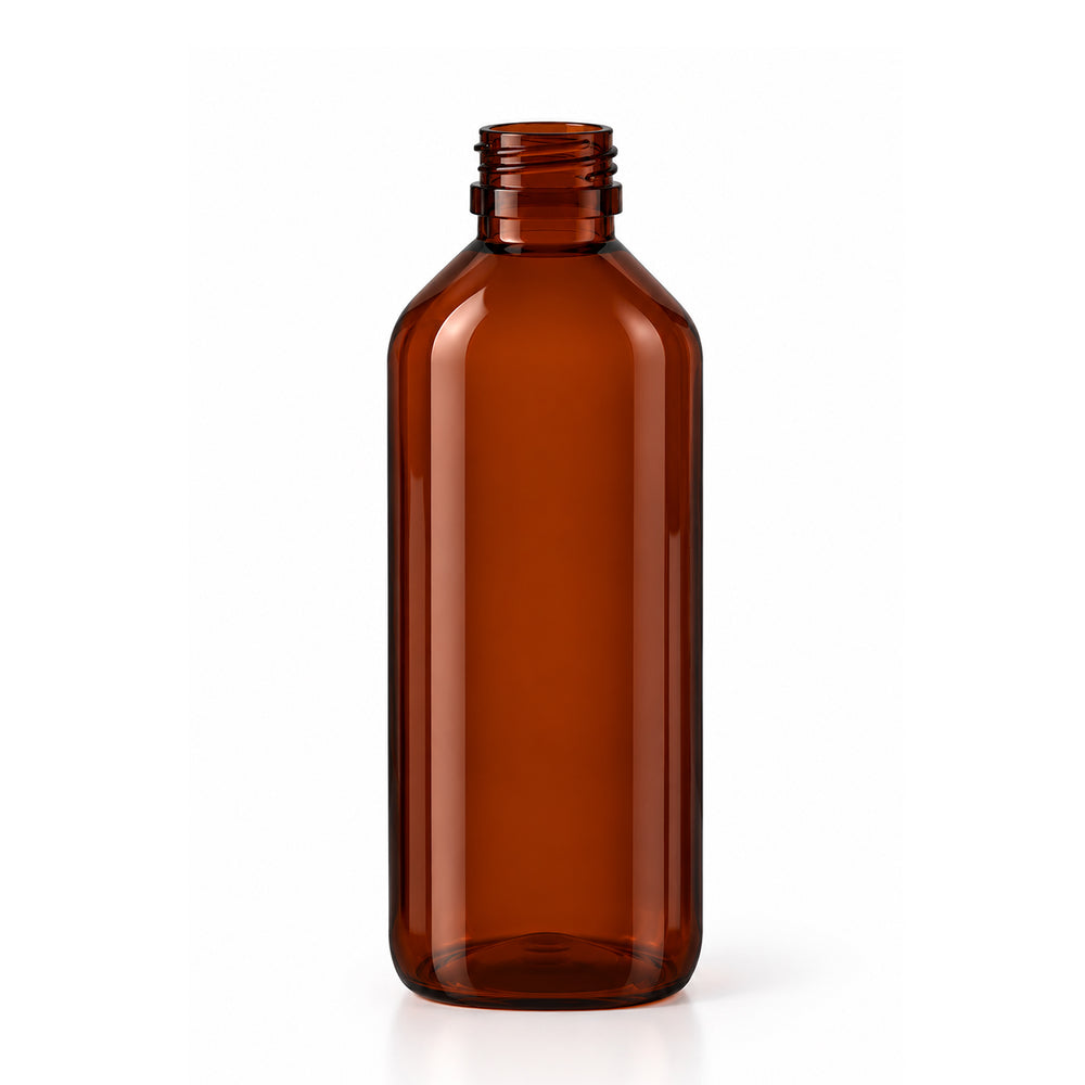 200ml Amber PET Plastic Alpha Bottle (28R3) - Glass - Medical Glass - Coloured Bottles