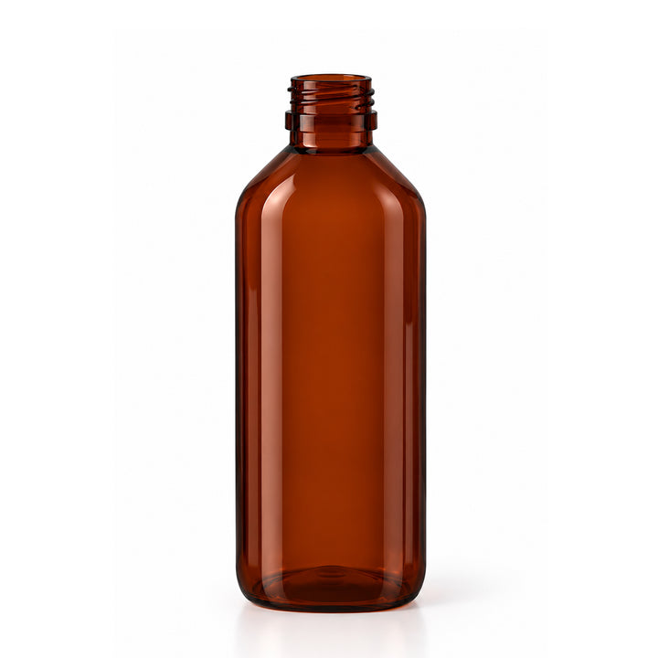200ml Amber PET Plastic Alpha Bottle (28R3) - Glass - Medical Glass - Coloured Bottles