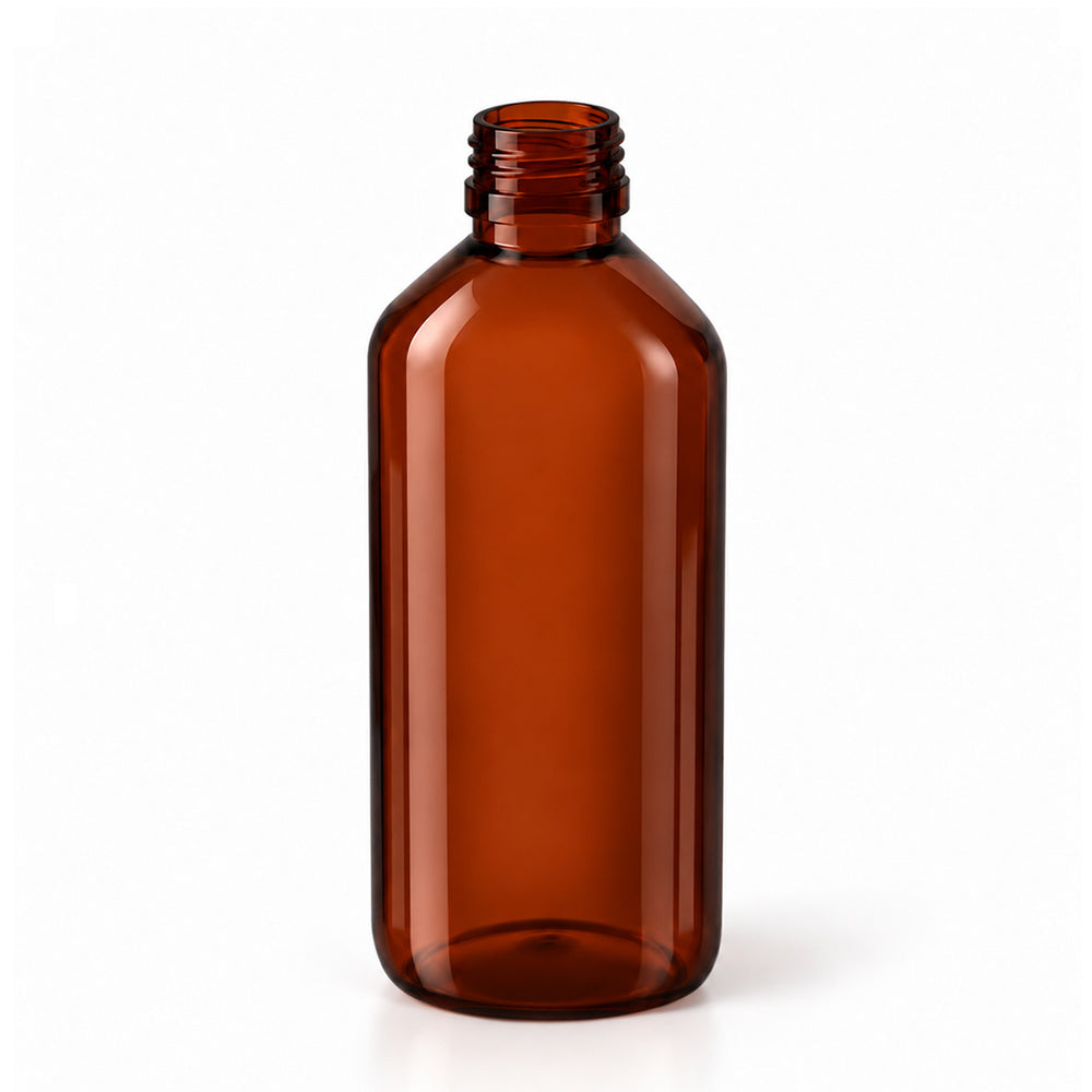 250ml Amber PET Plastic Alpha Bottle (28R3) - Glass - Medical Glass - Coloured Bottles