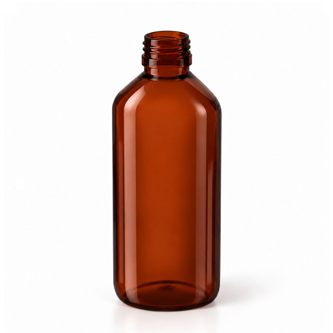 250ml Amber PET Plastic Alpha Bottle (28R3) - Glass - Medical Glass - Coloured Bottles
