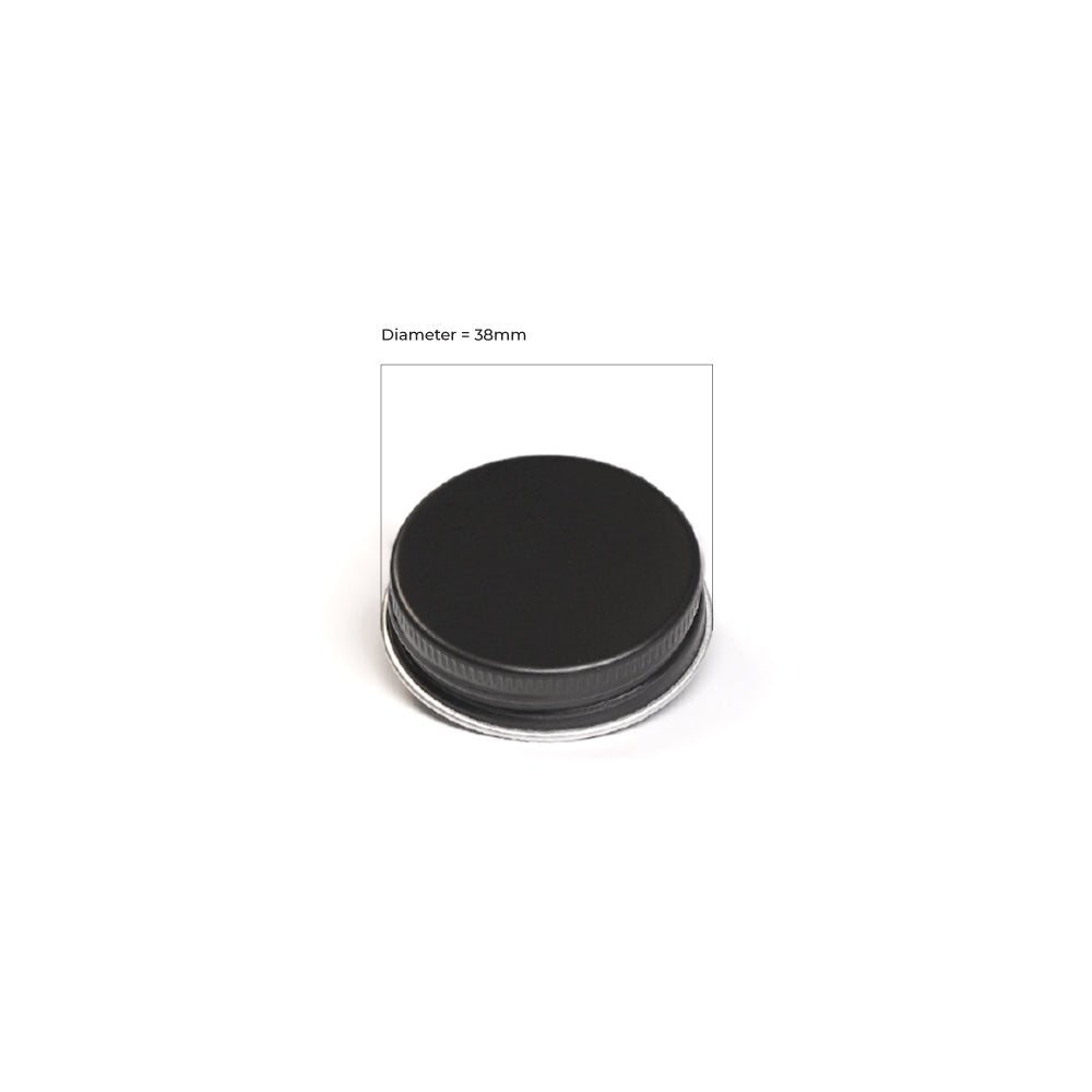 38R3 Matt Black Aluminium Lid - Caps - Candle Lids - Coloured Bottles