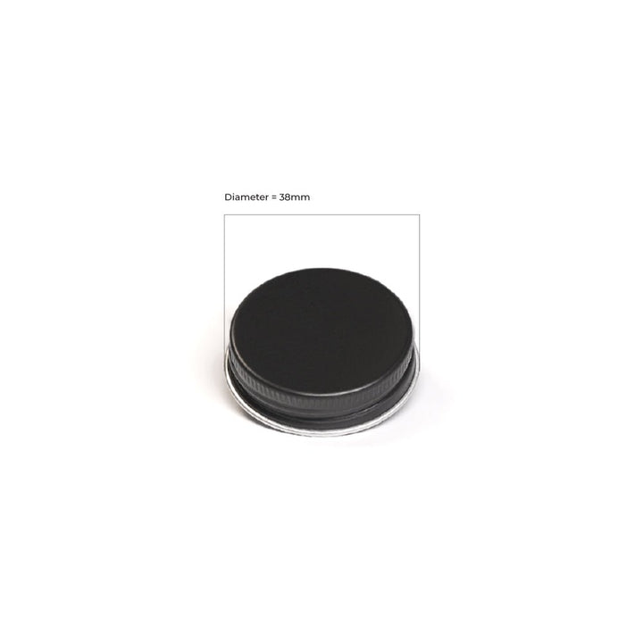 38R3 Matt Black Aluminium Lid - Caps - Candle Lids - Coloured Bottles