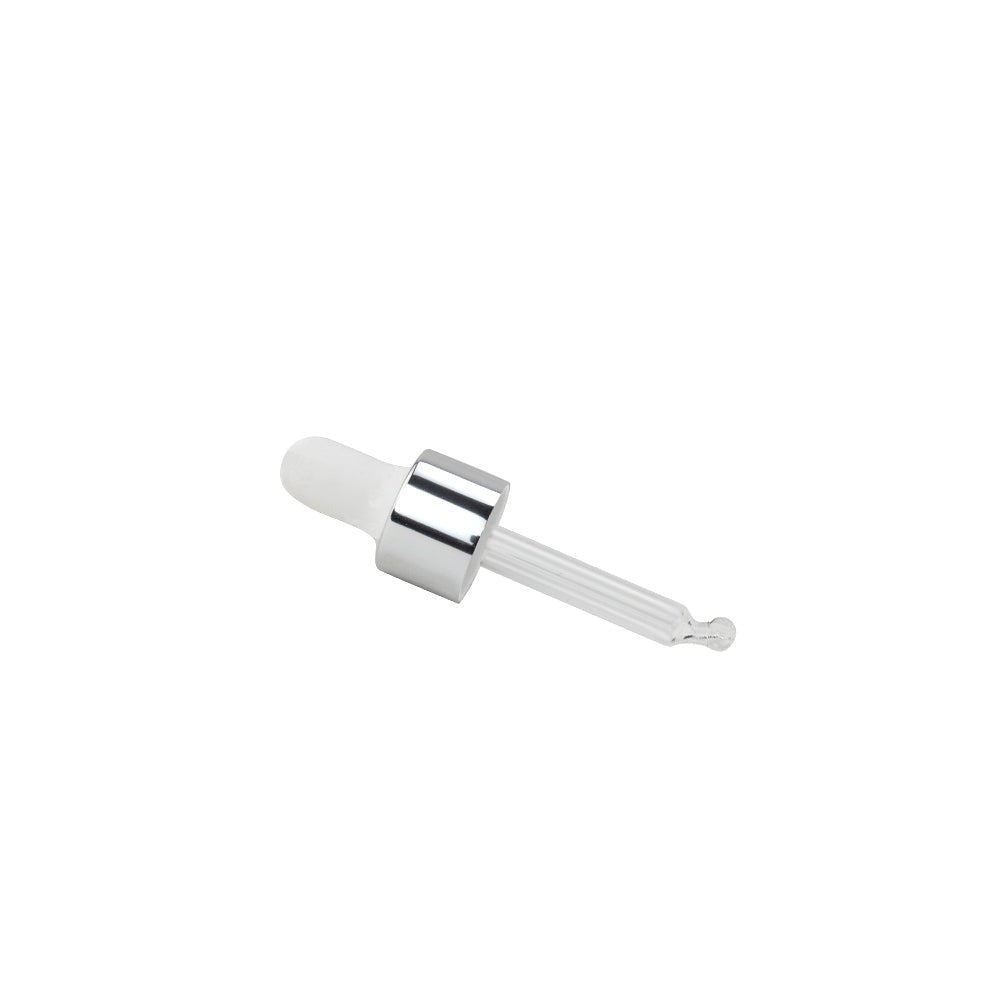 GL18, 59mm Silver & White Pipette - Caps - Pipettes - Coloured Bottles