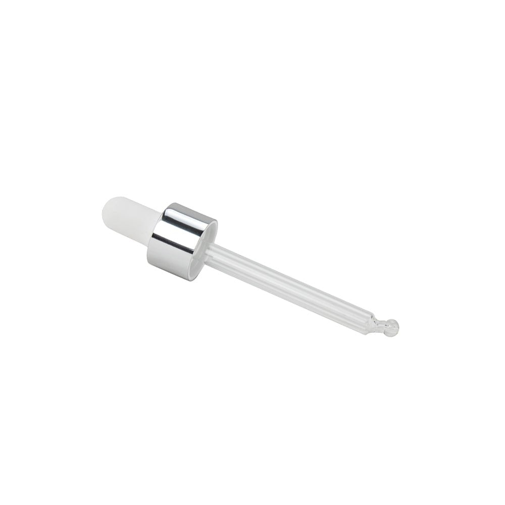 GL18, 82mm Silver & White Pipette - Caps - Pipettes - Coloured Bottles