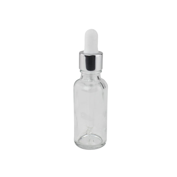 GL18, 82mm Silver & White Pipette - Caps - Pipettes - Coloured Bottles