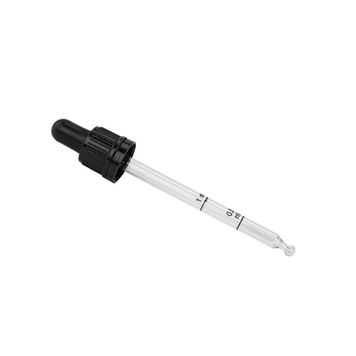 GL18, 105mm Black Cap, Bulb & Graduated Pipette T/E (Tall) - Caps - Pipettes - Coloured Bottles